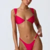 Coquina-bikini-top met versieringen in frambozenroze