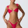Coquina-bikini-top met versieringen in frambozenroze