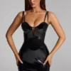 Coratina vinyl corset-minijurk in zwart
