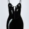 Coratina vinyl corset-minijurk in zwart