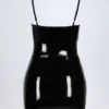 Coratina vinyl corset-minijurk in zwart