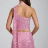 Cosette Top met asymmetrische sjaaldetails en versieringen in roze