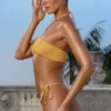Crinkle Badmode bandeau-bikinitop met bandjes in Marigold
