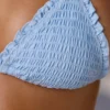 Crinkle Badmode halternek driehoekige bikinitop in hemelsblauw