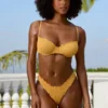 Crinkle Badmode Hipster-bikinibroekje in Marigold