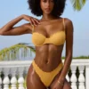 Crinkle Badmode Hipster-bikinibroekje in Marigold