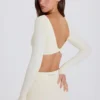 Crop top met lange mouwen in crème
