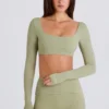 Crop top met lange mouwen in Matcha