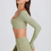 Crop top met lange mouwen in Matcha