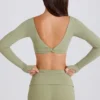 Crop top met lange mouwen in Matcha