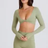 Crop top met lange mouwen in Matcha