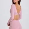 Crop top met lange mouwen in mauve