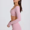 Crop top met lange mouwen in mauve