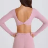 Crop top met lange mouwen in mauve