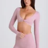 Crop top met lange mouwen in mauve
