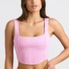 Crop top van geborsteld jersey in bubblegumroze