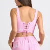 Crop top van geborsteld jersey in bubblegumroze