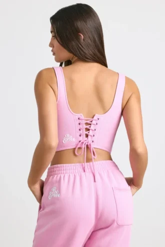 Crop top van geborsteld jersey in bubblegumroze