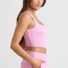 Crop top van geborsteld jersey in bubblegumroze