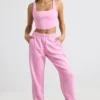Crop top van geborsteld jersey in bubblegumroze