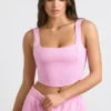 Crop top van geborsteld jersey in bubblegumroze