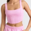 Crop top van geborsteld jersey in bubblegumroze