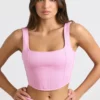 Crop top van geborsteld jersey in bubblegumroze