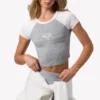Cropped T-shirt met grafische print in grijs gemêleerd
