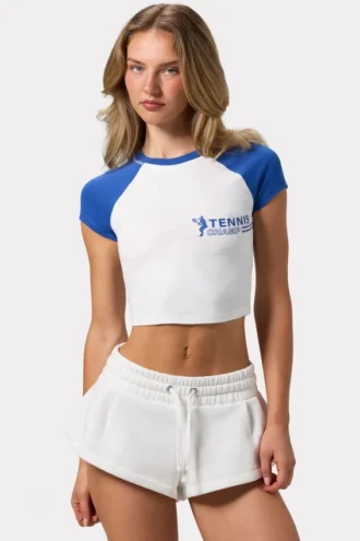 Cropped T-shirt met grafische print in wit