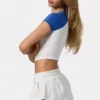 Cropped T-shirt met grafische print in wit