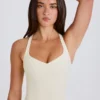 Crossback Longline Tanktop in Crème