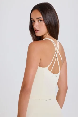 Crossback Longline Tanktop in Crème