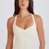 Crossback Longline Tanktop in Crème