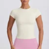 Cut-out longline T-shirt in crème
