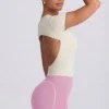 Cut-out longline T-shirt in crème