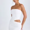 Damia minijurk met uitsnijdingen en bandeau in wit