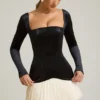 Darline gelaagde geplooide corset-minijurk in zwart