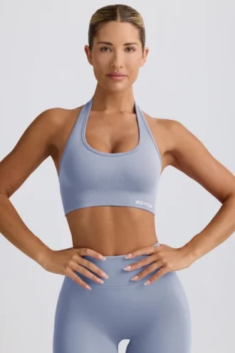 Define Luxe halternek sportbeha in blauwgrijs