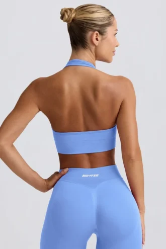 Define Luxe halternek sportbeha in lichtblauw