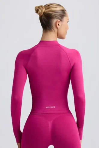 Define Luxe jas met rits in Berry