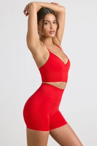 Define Luxe mini-short met hoge taille in rood