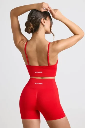 Define Luxe mini-short met hoge taille in rood