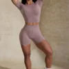 Define Luxe minishort met hoge taille in mokka