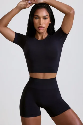 Define Luxe minishort met hoge taille in zwart