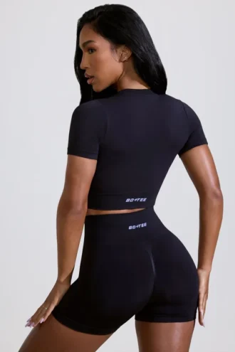 Define Luxe minishort met hoge taille in zwart