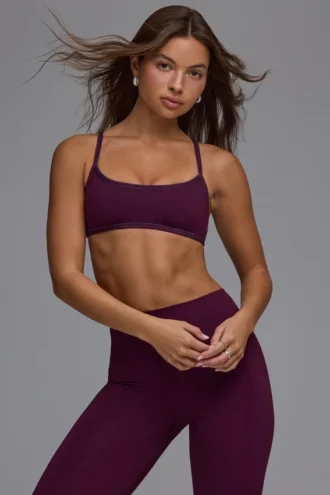 Define Luxe Multiway sportbeha met open rug in Grape