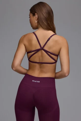 Define Luxe Multiway sportbeha met open rug in Grape
