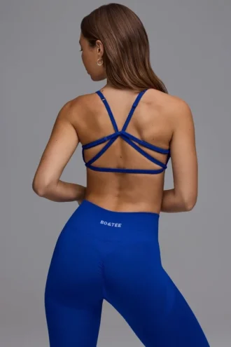 Define Luxe multiway sportbeha met open rug in Royal Blue