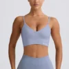 Define Luxe sportbeha met V-hals in blauwgrijs