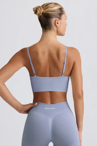 Define Luxe sportbeha met V-hals in blauwgrijs